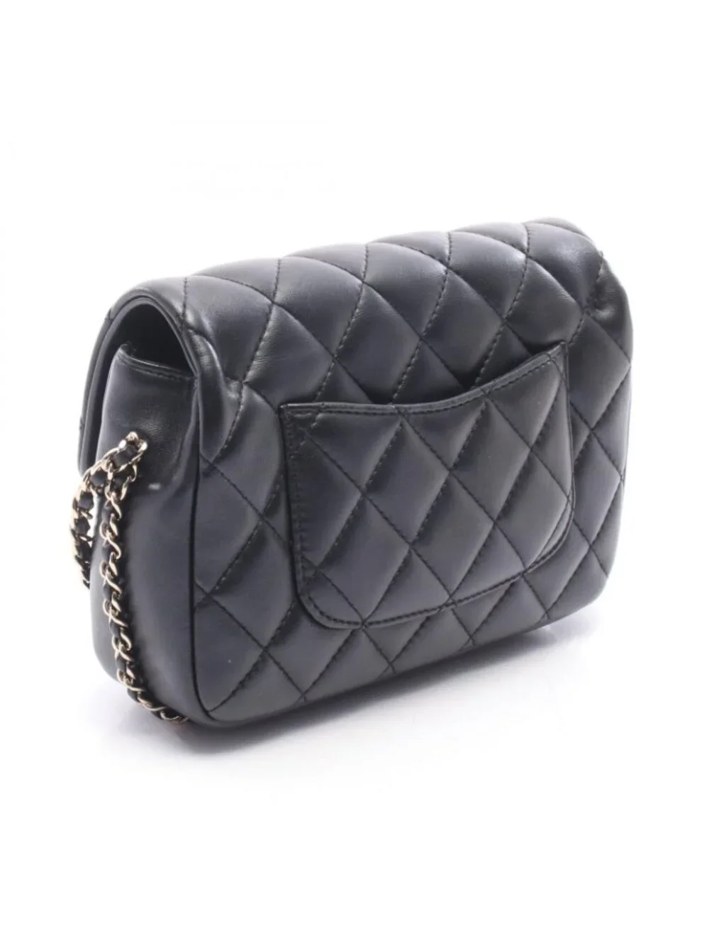 Chanel Shoulder Bag Quilted Small Flap Black Leather Small Chain